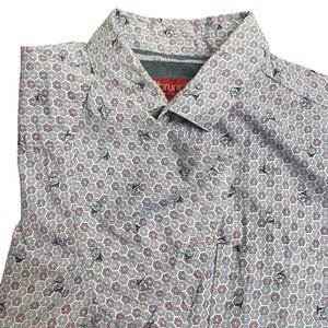 Bruno Milano Mens MediumModern Fit Short Sleeve Button Down Pattern Shirt Marlin